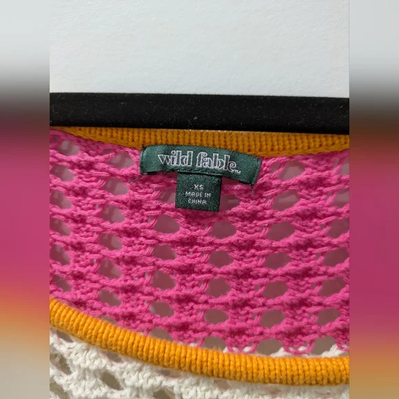 XS Wild Fable Multicolored Thich Fishnet Crew Neck Sweater - Picture 2 of 4